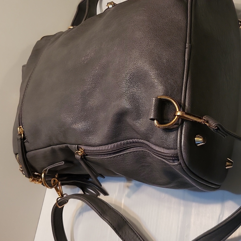 MMS Katie Womens Grey Convertible Shoulder Faux Vegan Leather Backpack - Picture 9 of 13